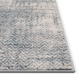Loket Grey Modern Geometric Boxes & Stripes Pattern area Rug