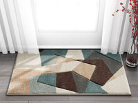 Modern Geometric Mint Blue Brown Beige Comfy Hand Carved Area Rugs