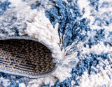 Lattice Tassel Blue Ivory Beige Plush Shag Area Rugs