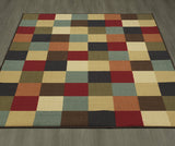 Checks Design Multi-color Area Rug Non-Slip/ No Skid