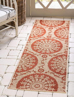Botanical Collection Floral Abstract Transitional Indoor Outdoor Flatweave Beige /Terracotta Area Rug