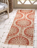 Botanical Collection Floral Abstract Transitional Indoor Outdoor Flatweave Beige /Terracotta Area Rug