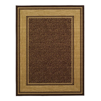 Brown Bordered Design Area Rug - Non-Slip/ No Skid