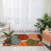 Floral Indoor/Outdoor Red Multi-color Area Rug