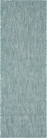 Casual Transitional Indoor Outdoor Flatweave Aquamarine Area Rug