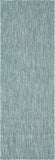 Casual Transitional Indoor Outdoor Flatweave Aquamarine Area Rug