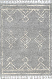 Moroccan Diamond Tassel Grey Soft Plush Shag Area Rug