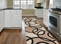 Contemporary Abstract Circles Soft Beige Area Rug