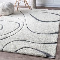 Ivory Gray Soft Plush Shag Area Rug