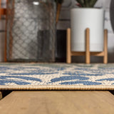 Zinnia Modern Floral Weave Indoor/Outdoor Area Rug Navy/Green