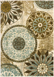 Medallion Area Rugs Blue Brown Light Multi-color