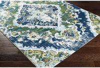 Antioch Bohemian Medallion Area Rug, Dark Green/Navy