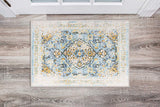 Vintage Medallion Floral Ivory Blue Soft Area Rug