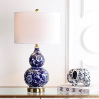Lee 27" Ceramic Chinoiserie LED Table Lamp Blue/White