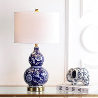 Lee 27" Ceramic Chinoiserie LED Table Lamp Blue/White