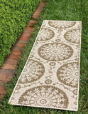 Indoor/Outdoor Botanical Collection Floral Abstract Transitional Flatweave Beige /Brown Area Rug