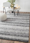 Premium Handmade Striped Gray Plush Shag Area Rugs