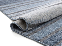 Boer Blue Geometric Stripes Pattern Area Rug