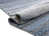 Boer Blue Geometric Stripes Pattern Area Rug