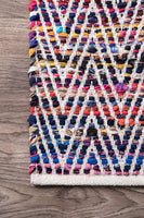 Handwoven Chevron Pattern Soft Indigo Texture Area Rug