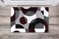 Circle Gray/Grey Burgundy Area Rug
