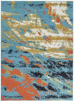 Pastel Collection Contemporary Area Rug Multicolor Blue