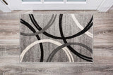 Contemporary Circles Pattern Gray Black Area Rugs