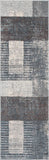 Loket Grey Modern Geometric Boxes & Stripes Pattern Area Rug