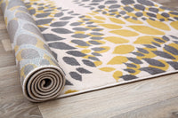 Floral Gray/Grey Yellow Area Rug