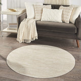 Solid Contemporary Ivory Beige Indoor/Outdoor Area Rug