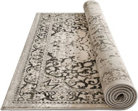 Coverly Grey & Beige Vintage Medallion Traditional Persian Oriental Plush Shed