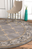 Timeless Fleur De Lis Traditional Area Rug Grey