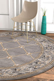 Timeless Fleur De Lis Traditional Area Rug Grey