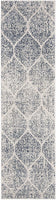 Geometric Trellis Distressed Cream Royal Blue Soft Area Rug