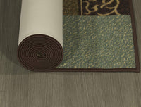 Damask Brown Green Beige Non Skid Area Rugs