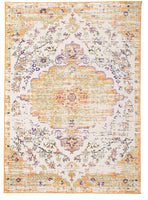 Vintage Medallion Floral Ivory Orange Soft Area Rug