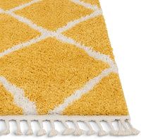 Celina Yellow Moroccan Shag Diamond Trellis Pattern Area Rug