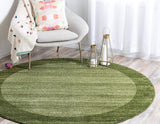 Contemporary Bordered Soft Light Green Area Rug