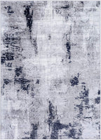 Modern Abstract Soft Area Rug, Silver/Charcoal