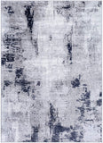 Modern Abstract Soft Area Rug, Silver/Charcoal