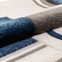 Good Vibes Belle Dark Blue Modern Abstract Geometric 3D Textured Soft Area Rug