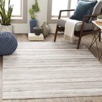 Robin Modern Striped Soft Area Rug, Navy/Taupe