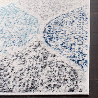Geometric Trellis Distressed Ivory/blue  Soft Area Rug