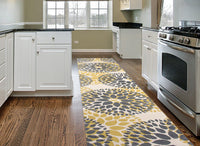 Floral Gray/Grey Yellow Area Rug