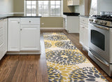 Floral Gray/Grey Yellow Area Rug