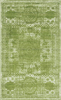 Bromley Collection Vintage Traditional Medallion Border Ivory Green Soft Area Rug