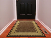 Brown Bordered Design Area Rug - Non-Slip/ No Skid