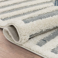 Bellagio Luna Tribal Moroccan Diamond Pattern Blue High-Low Flat-WeaveArea Rug