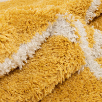 Celina Yellow Moroccan Shag Diamond Trellis Pattern Area Rug