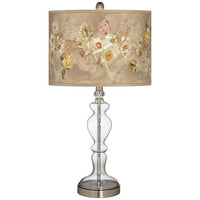 Floral Spray Giclee Apothecary Clear Glass Table Lamp